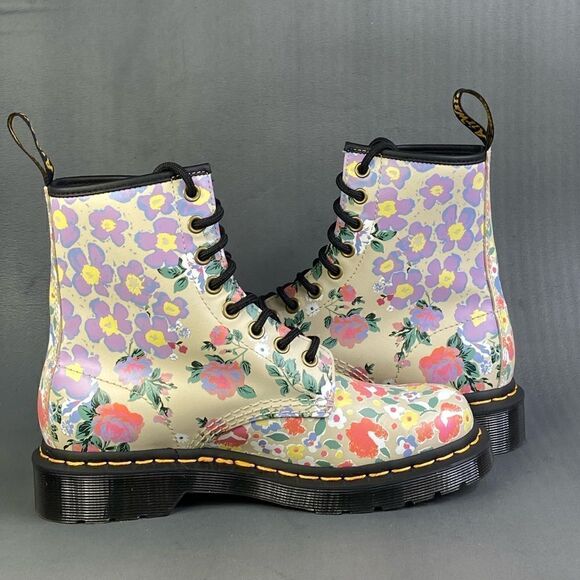 Dr. Martens 1460 Floral Mash Up Backhand Boots Parchment Beige New Size US 6 - Picture 7 of 10